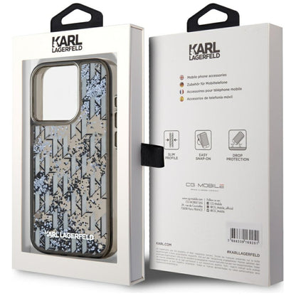 Futrola za Apple iPhone 15 Pro, Karl Lagerfeld, Liquid Glitter Monogram, Crna
