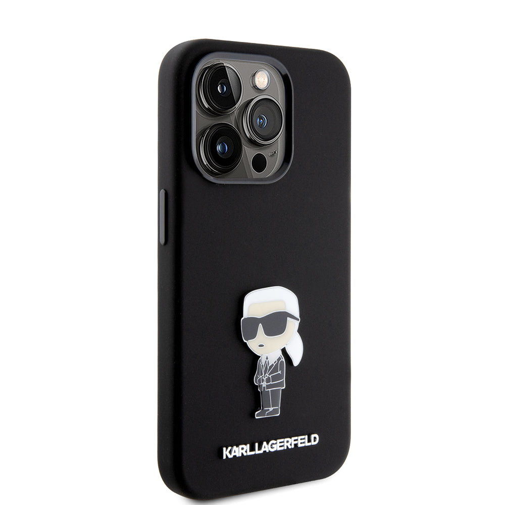 Futrola za Apple iPhone 15 Pro, Karl Lagerfeld, Silicone Metal Ikonik, Crna