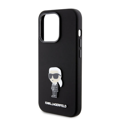 Futrola za Apple iPhone 15 Pro, Karl Lagerfeld, Silicone Metal Ikonik, Crna