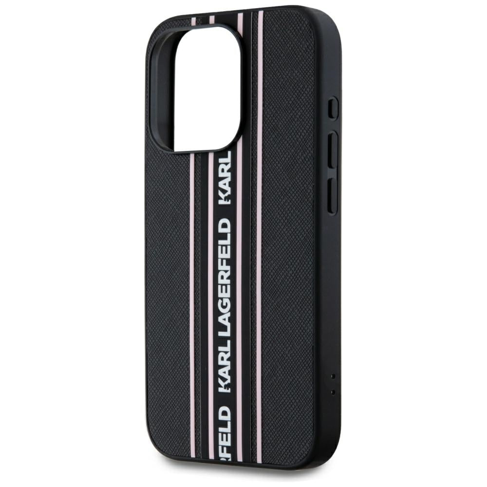 Futrola za Apple iPhone 15 Pro, Karl Lagerfeld, Saffiano Athleisure Stripes with Strap, Roza