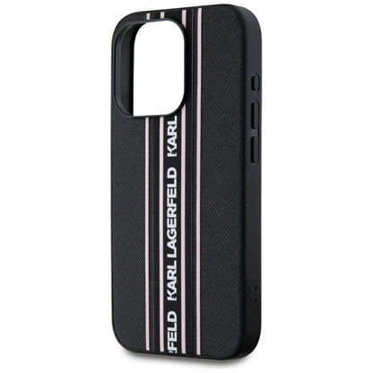 Futrola za Apple iPhone 15 Pro, Karl Lagerfeld, Saffiano Athleisure Stripes with Strap, Roza