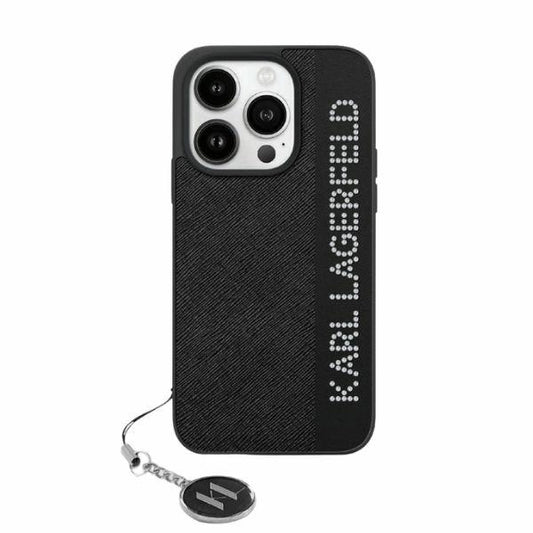 Futrola za Apple iPhone 15 Pro, Karl Lagerfeld, Saffiano Rhinestones & Charm, Crna