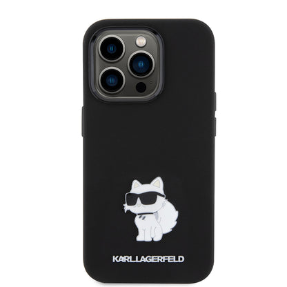 Futrola za Apple iPhone 15 Pro, Karl Lagerfeld, Silicone Choupette Metal, Crna
