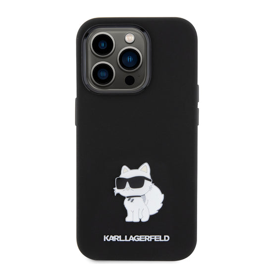 Futrola za Apple iPhone 15 Pro, Karl Lagerfeld, Silicone Choupette Metal, Crna