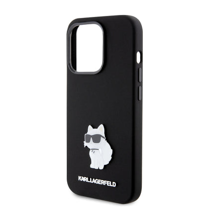 Futrola za Apple iPhone 15 Pro, Karl Lagerfeld, Silicone Choupette Metal, Crna