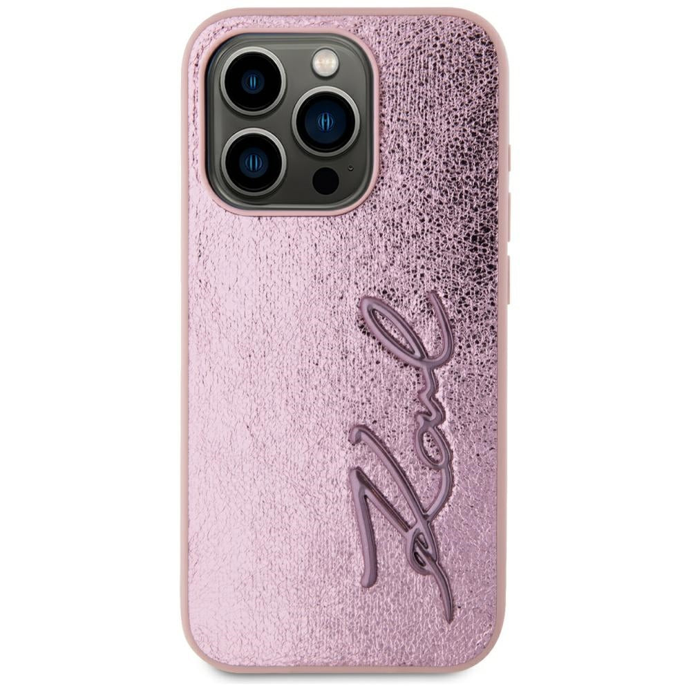 Futrola za Apple iPhone 15 Pro, Karl Lagerfeld, Metal Signature, Roza
