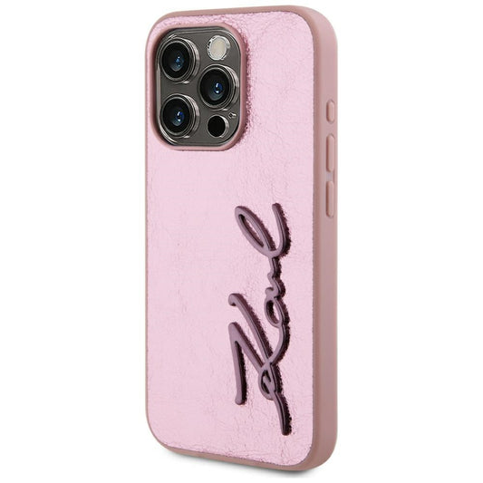 Futrola za Apple iPhone 15 Pro, Karl Lagerfeld, Metal Signature, Roza