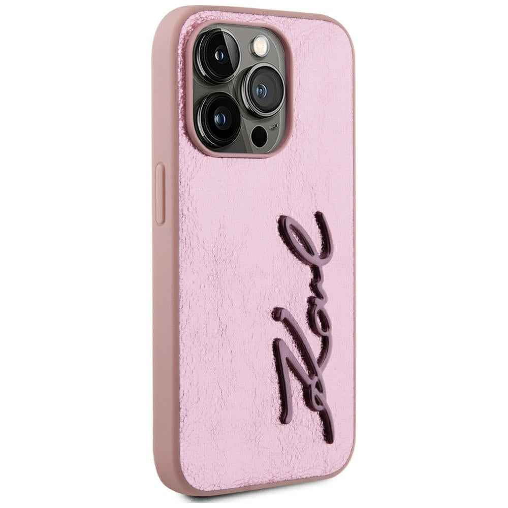 Futrola za Apple iPhone 15 Pro, Karl Lagerfeld, Metal Signature, Roza