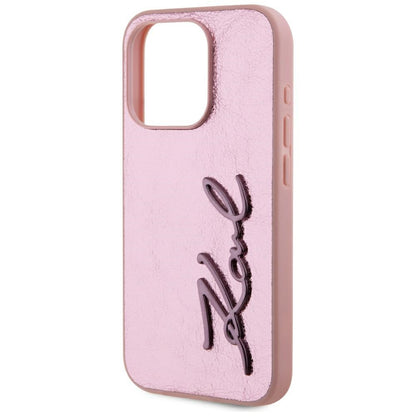 Futrola za Apple iPhone 15 Pro, Karl Lagerfeld, Metal Signature, Roza