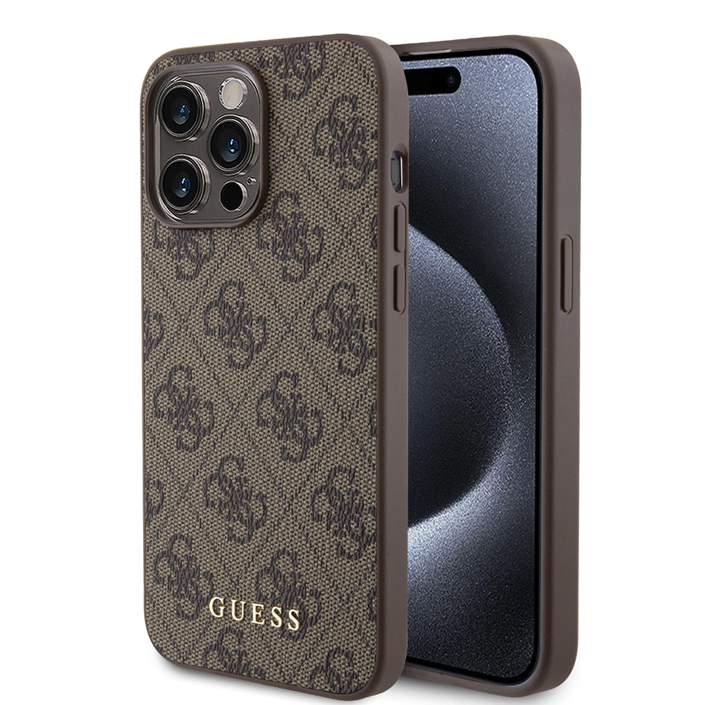 Futrola za Apple iPhone 15 Pro Max, Guess, 4G Metal Gold Logo, Smeđa