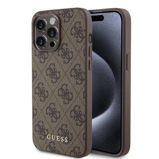 Futrola za Apple iPhone 15 Pro Max, Guess, 4G Metal Gold Logo, Smeđa