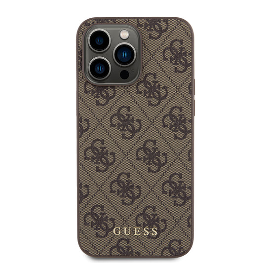 Futrola za Apple iPhone 15 Pro Max, Guess, 4G Metal Gold Logo, Smeđa