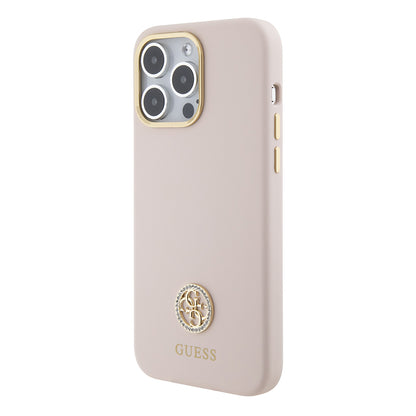 Futrola za Apple iPhone 15 Pro Max, Guess, 4G Strass Metal Logo, Roza