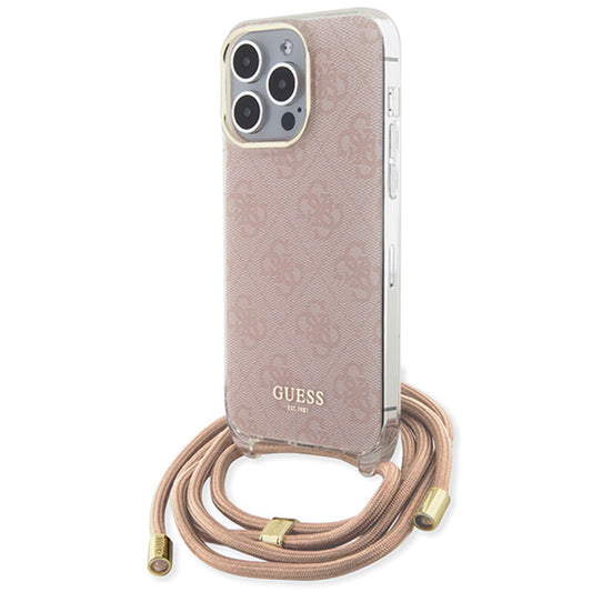Futrola za Apple iPhone 15 Pro Max, Guess, Crossbody Cord 4G Print, Roza