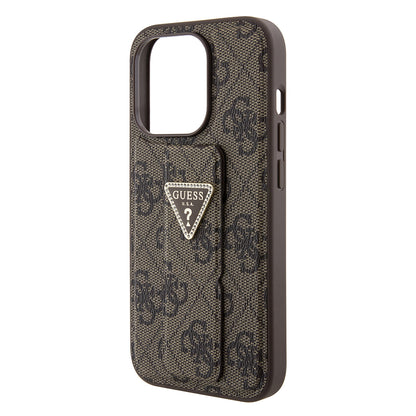 Futrola za Apple iPhone 15 Pro Max, Guess, Grip Stand 4G Triangle Strass, Smeđa