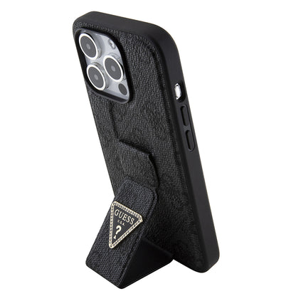 Futrola za Apple iPhone 15 Pro Max, Guess, Grip Stand 4G Triangle Strass, Crna