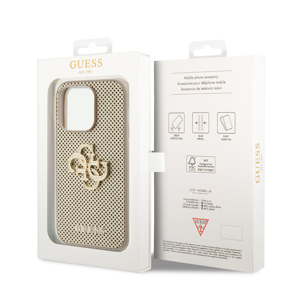 Futrola za Apple iPhone 15 Pro Max, Guess, Perforated 4G, Zlatna