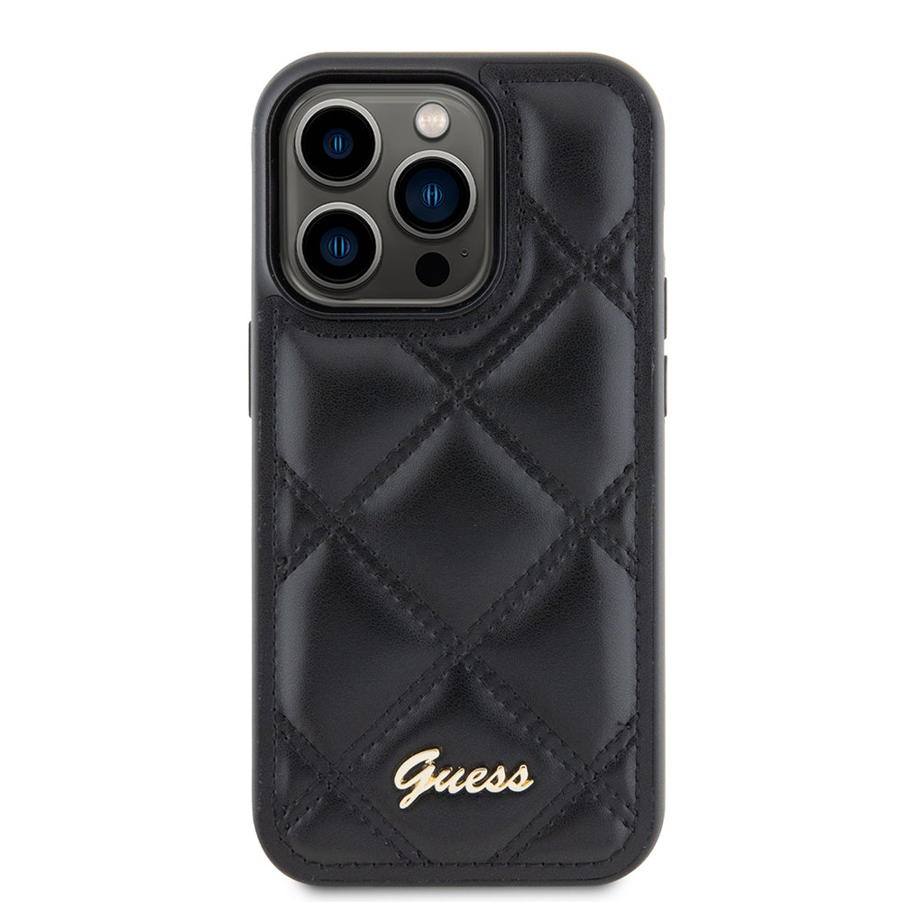 Futrola za Apple iPhone 15 Pro Max, Guess, Quilted Metal Logo, Crna