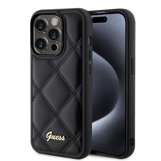 Futrola za Apple iPhone 15 Pro Max, Guess, Quilted Metal Logo, Crna