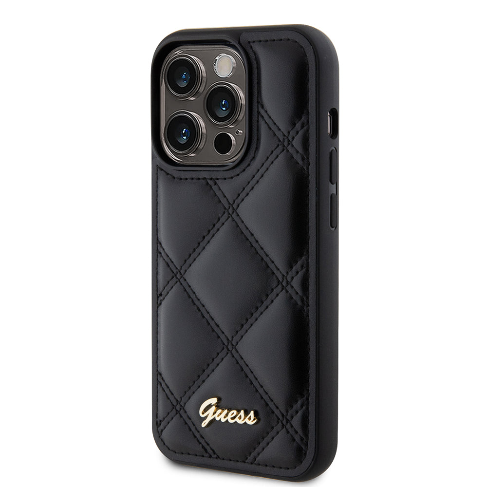 Futrola za Apple iPhone 15 Pro Max, Guess, Quilted Metal Logo, Crna