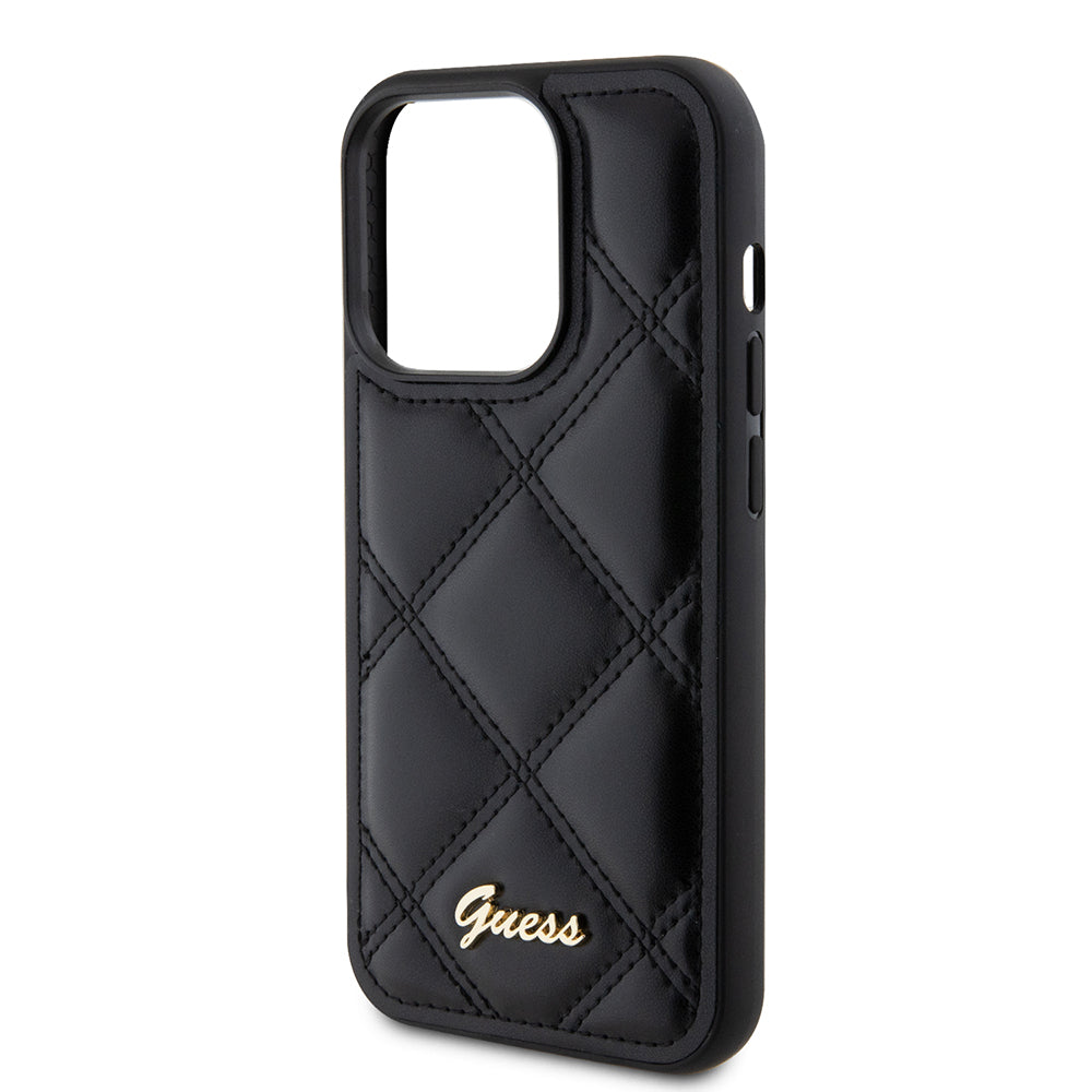 Futrola za Apple iPhone 15 Pro Max, Guess, Quilted Metal Logo, Crna