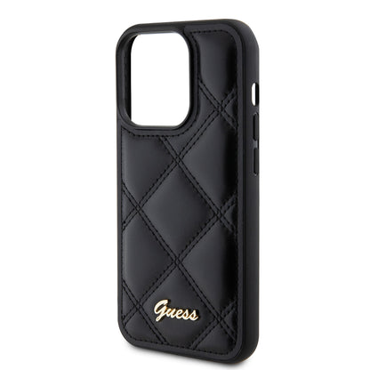 Futrola za Apple iPhone 15 Pro Max, Guess, Quilted Metal Logo, Crna
