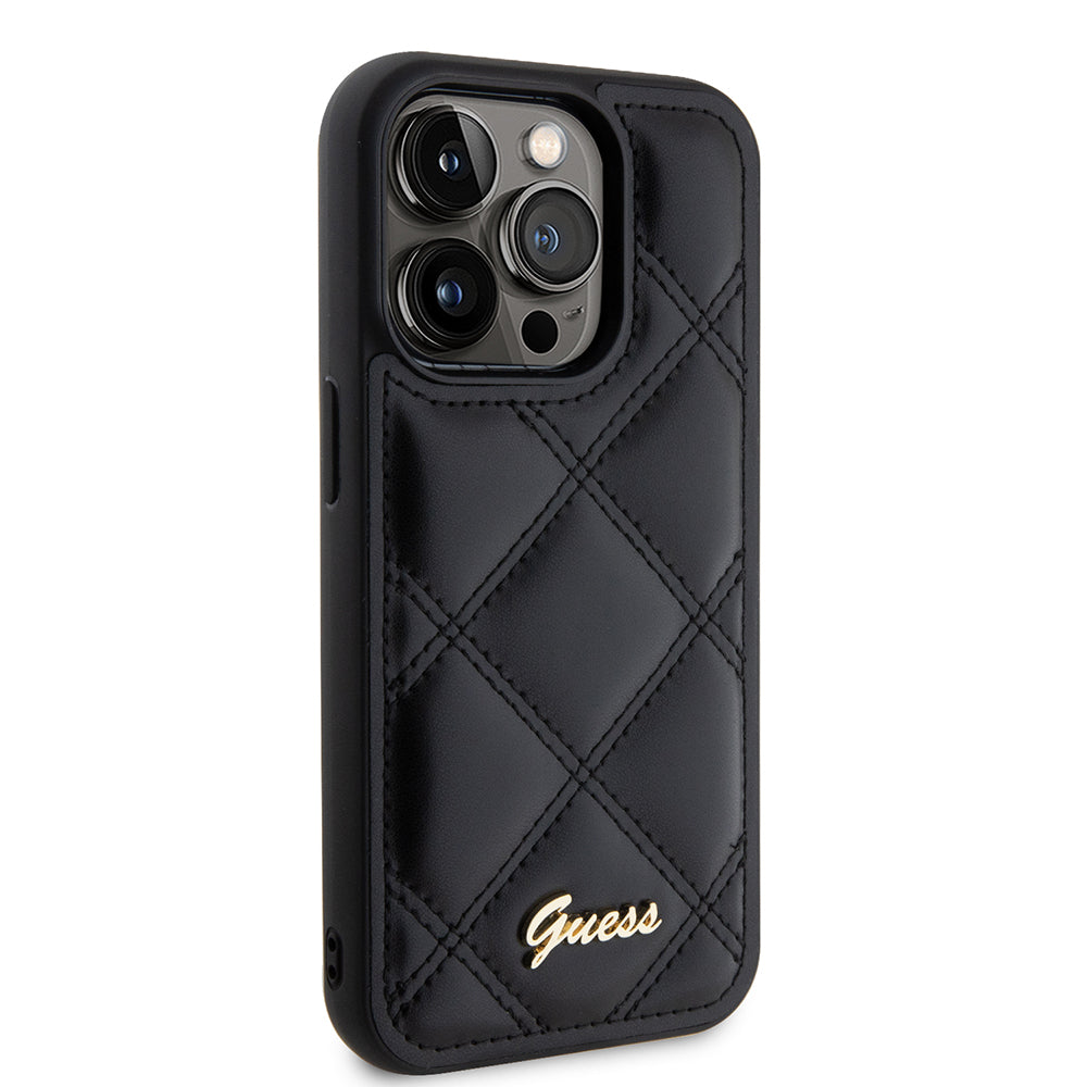Futrola za Apple iPhone 15 Pro Max, Guess, Quilted Metal Logo, Crna