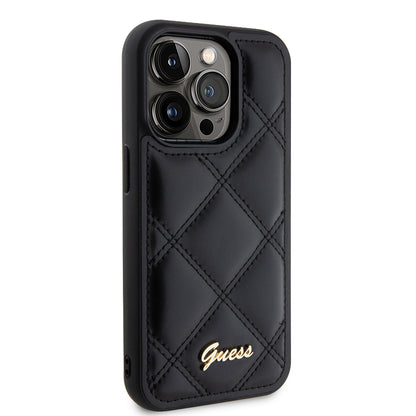 Futrola za Apple iPhone 15 Pro Max, Guess, Quilted Metal Logo, Crna