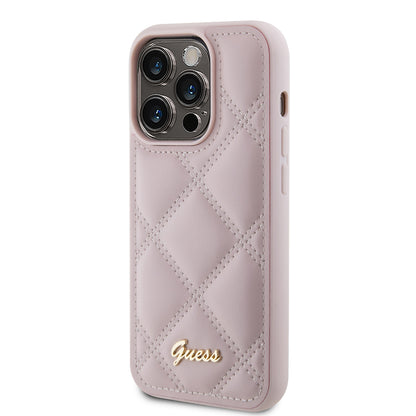 Futrola za Apple iPhone 15 Pro Max, Guess, Quilted Metal Logo, Roza