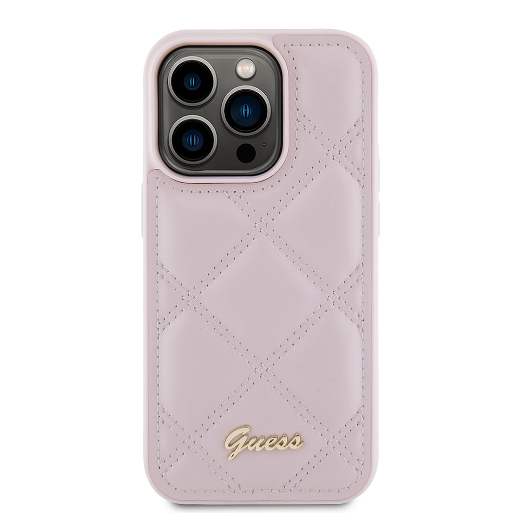 Futrola za Apple iPhone 15 Pro Max, Guess, Quilted Metal Logo, Roza