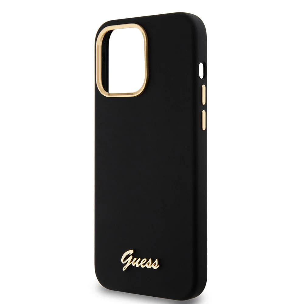 Futrola za Apple iPhone 15 Pro Max, Guess, Script Metal Logo & Frame, Crna