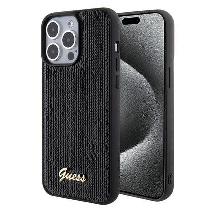 Futrola za Apple iPhone 15 Pro Max, Guess, Sequin Script Logo, Crna GUHCP15XPSFDGSK