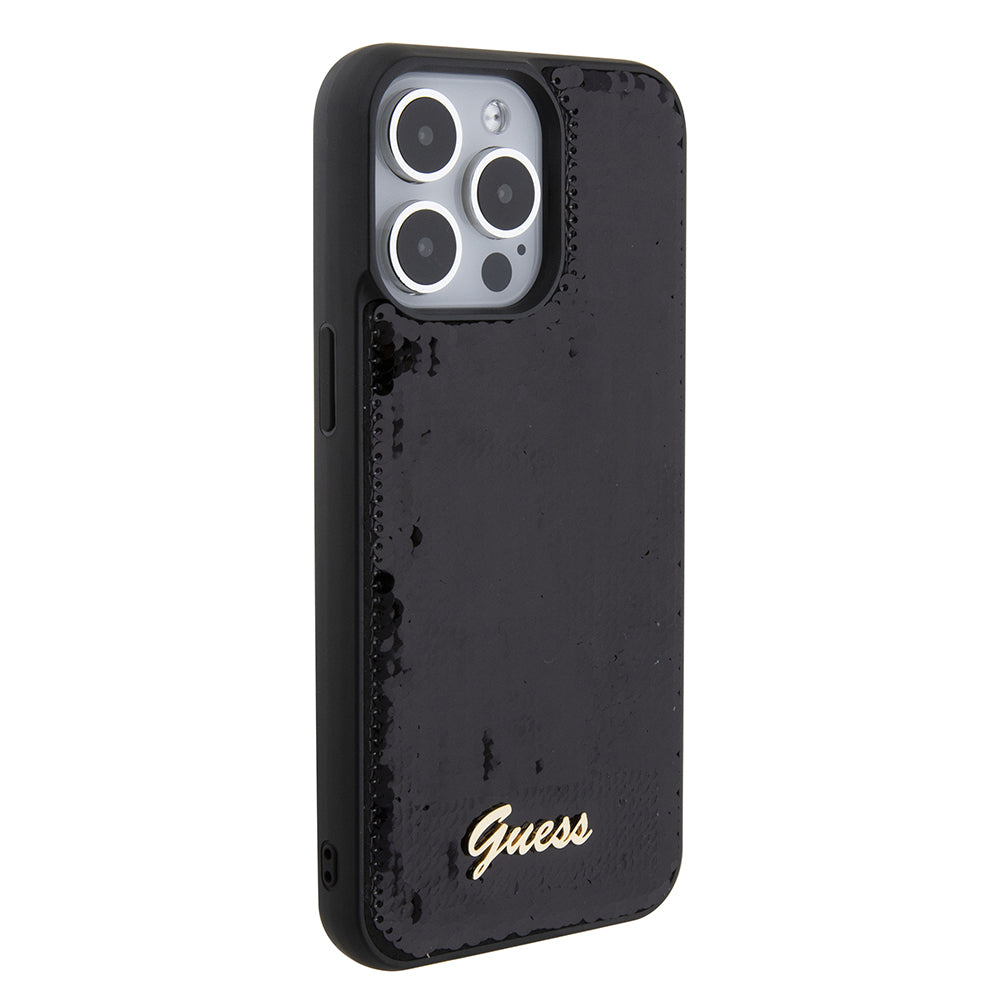 Futrola za Apple iPhone 15 Pro Max, Guess, Sequin Script Logo, Crna GUHCP15XPSFDGSK