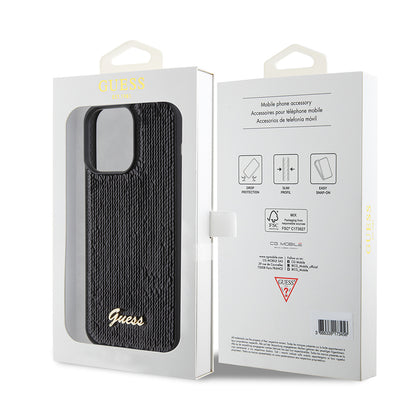 Futrola za Apple iPhone 15 Pro Max, Guess, Sequin Script Logo, Crna GUHCP15XPSFDGSK