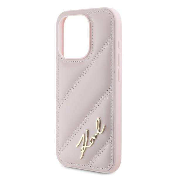 Futrola za Apple iPhone 15 Pro Max, Karl Lagerfeld, Diagonal Quilted Script, Roza
