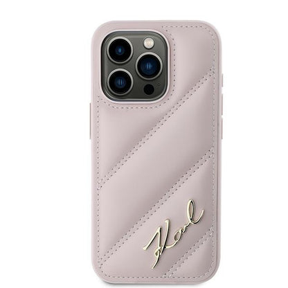 Futrola za Apple iPhone 15 Pro Max, Karl Lagerfeld, Diagonal Quilted Script, Roza