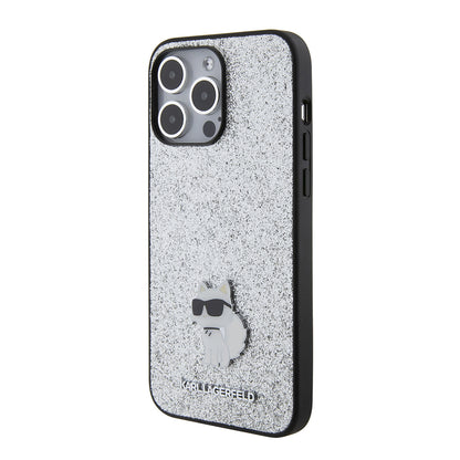 Futrola za Apple iPhone 15 Pro Max, Karl Lagerfeld, Glitter Fixed Choupette Logo, Srebrna