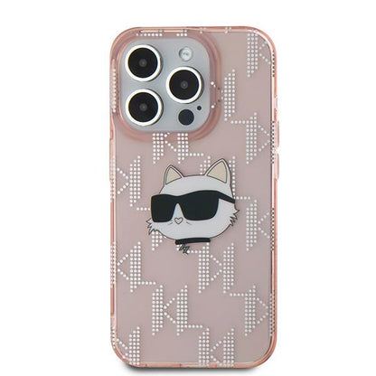 Futrola za Apple iPhone 15 Pro Max, Karl Lagerfeld, IML Luxury Monogram Choupette's Head, Roza