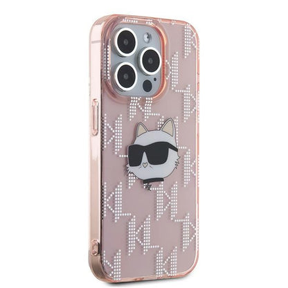 Futrola za Apple iPhone 15 Pro Max, Karl Lagerfeld, IML Luxury Monogram Choupette's Head, Roza