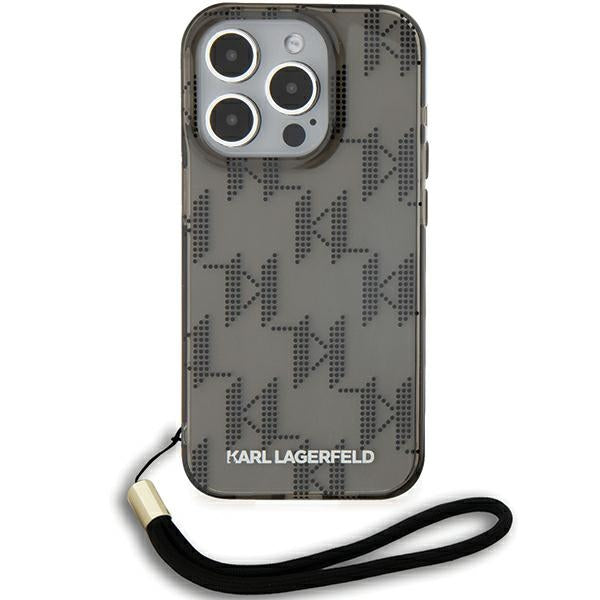 Futrola za Apple iPhone 15 Pro Max, Karl Lagerfeld, IML Luxury Monogram KL uzorak sa remenom, Crna