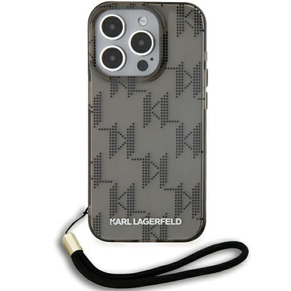 Futrola za Apple iPhone 15 Pro Max, Karl Lagerfeld, IML Luxury Monogram KL uzorak sa remenom, Crna