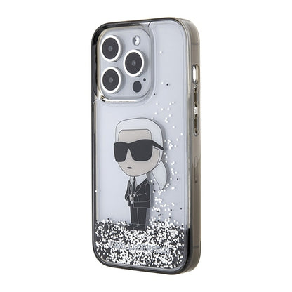 Futrola za Apple iPhone 15 Pro Max, Karl Lagerfeld, Liquid Glitter Ikonik Karl, Prozirna