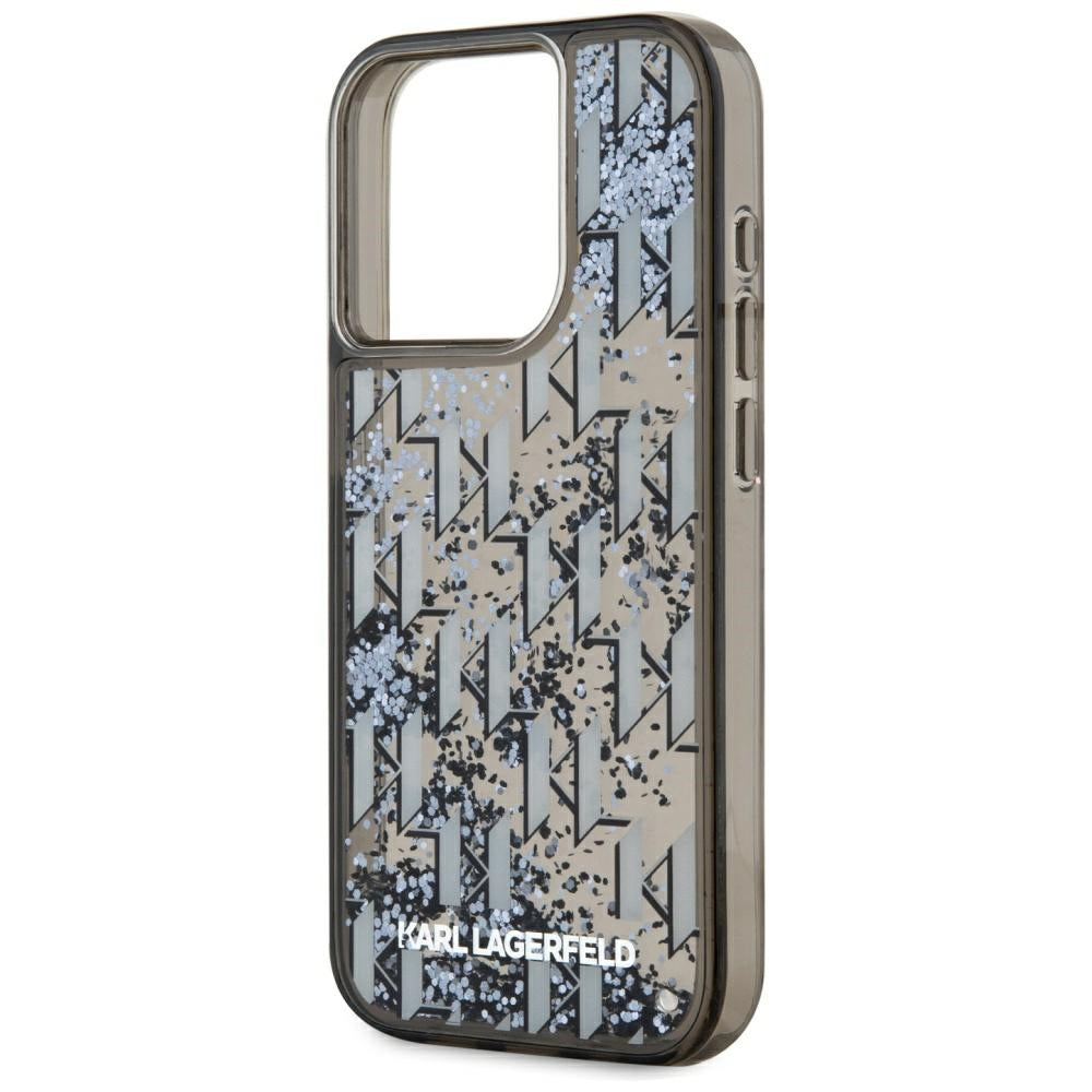 Futrola za Apple iPhone 15 Pro Max, Karl Lagerfeld, Liquid Glitter Monogram, Crna