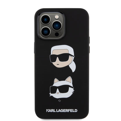 Futrola za Apple iPhone 15 Pro Max, Karl Lagerfeld, Silikonska Karl & Choupette Heads, Crna