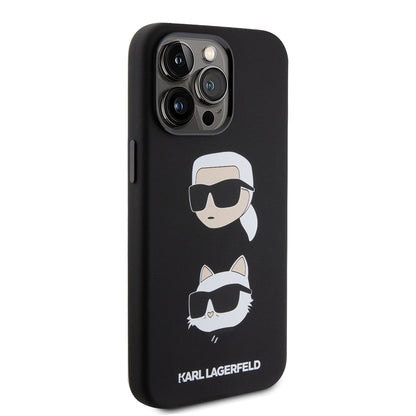 Futrola za Apple iPhone 15 Pro Max, Karl Lagerfeld, Silikonska Karl & Choupette Heads, Crna