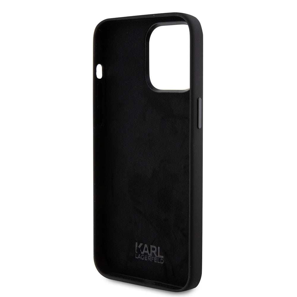 Futrola za Apple iPhone 15 Pro Max, Karl Lagerfeld, Silikonska Karl & Choupette Heads, Crna