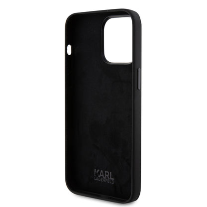 Futrola za Apple iPhone 15 Pro Max, Karl Lagerfeld, Silikonska Karl & Choupette Heads, Crna