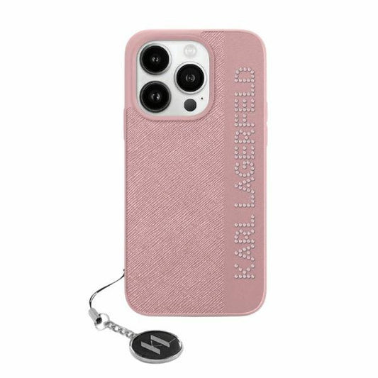 Futrola za Apple iPhone 15 Pro Max, Karl Lagerfeld, Saffiano Rhinestones & Charm, Roza