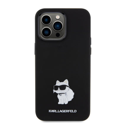 Futrola za Apple iPhone 15 Pro Max, Karl Lagerfeld, Silicone Choupette Metal, Crna