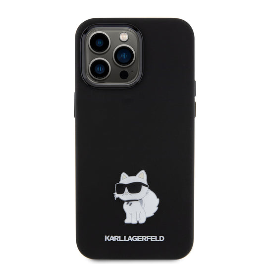Futrola za Apple iPhone 15 Pro Max, Karl Lagerfeld, Silicone Choupette Metal, Crna
